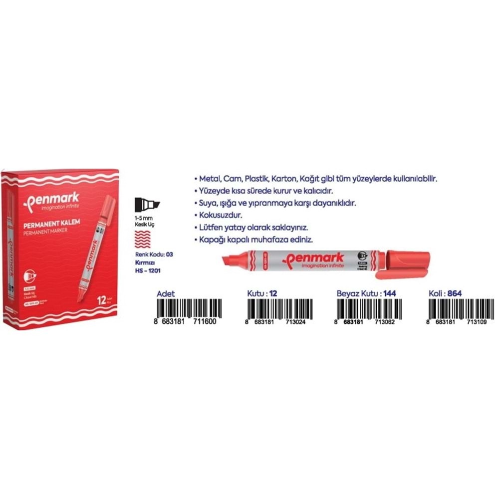 PERMANENT MARKER KESİK UÇ KIRMIZI