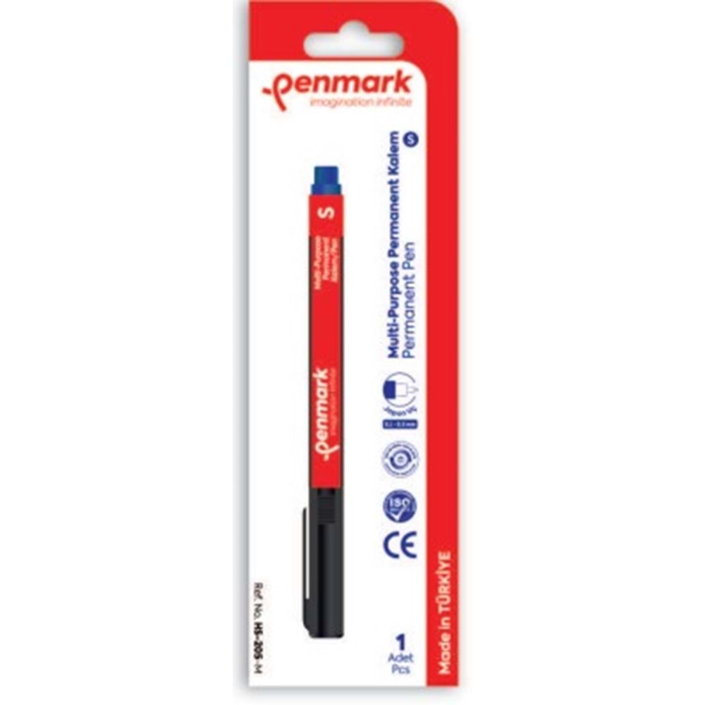 ASETAT KALEMİ (S) (CD-METAL-CAM-PLASTİK) TEKLİ BLİSTER MAVİ