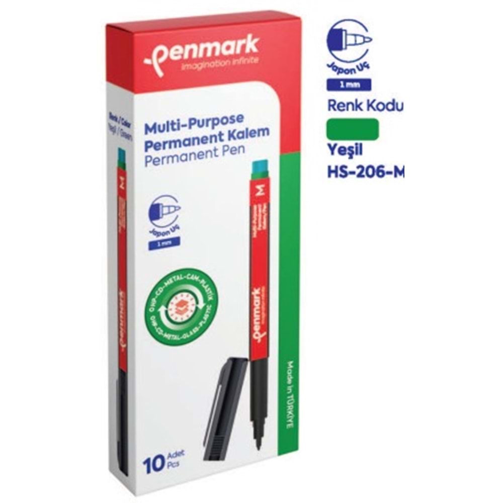 ASETAT KALEMİ (M) (CD-METAL-CAM-PLASTİK)YEŞİL