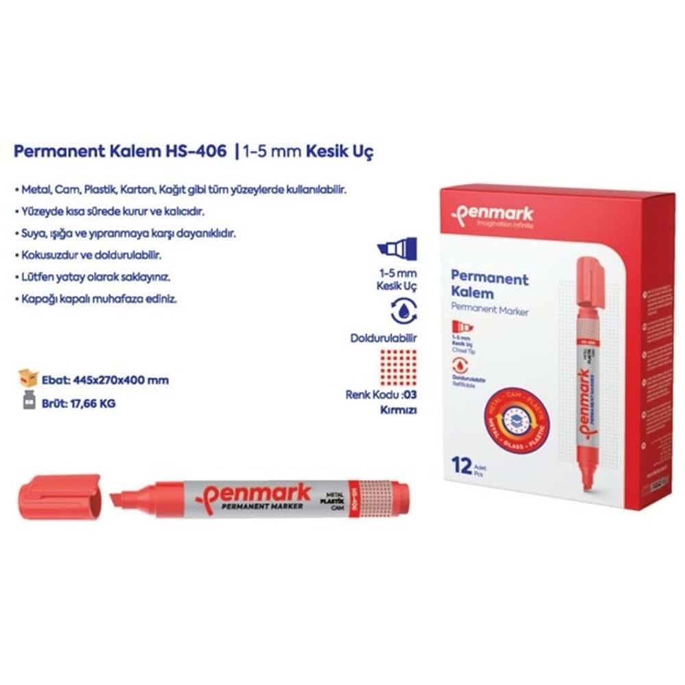 PERMANENT MARKER KESİK UÇ KIRMIZI