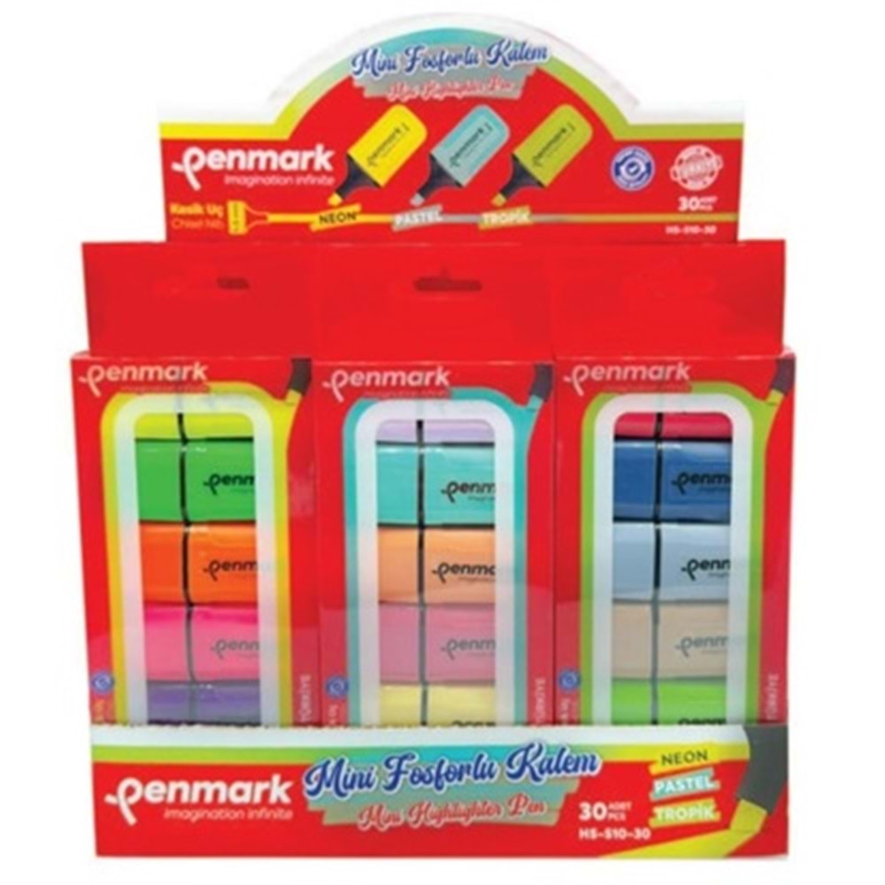 MİNİ FOSFORLU KALEM 6 LI SET NEON+PASTEL+TROPİK