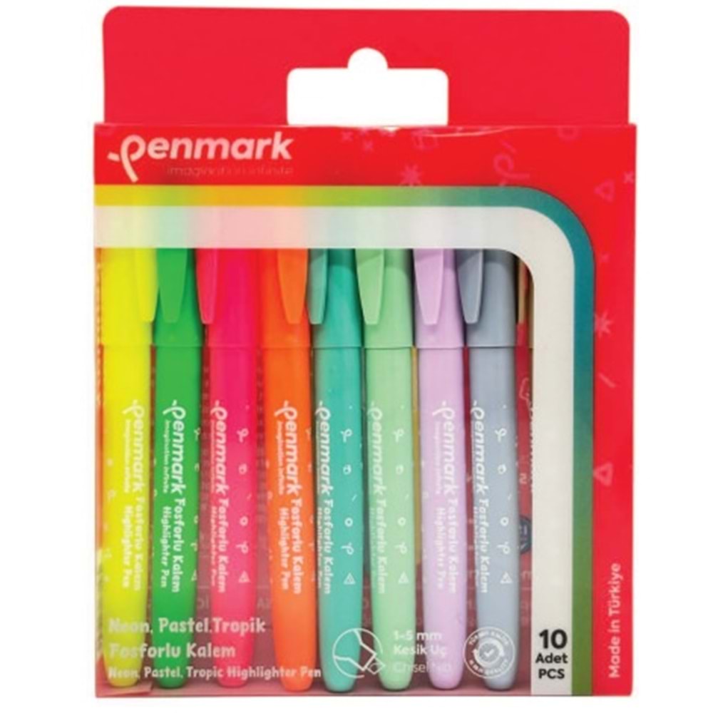 KALEM TİPİ FOSFORLU KALEM 10 LU BRİSTOL NEON+PASTEL+TROPİK
