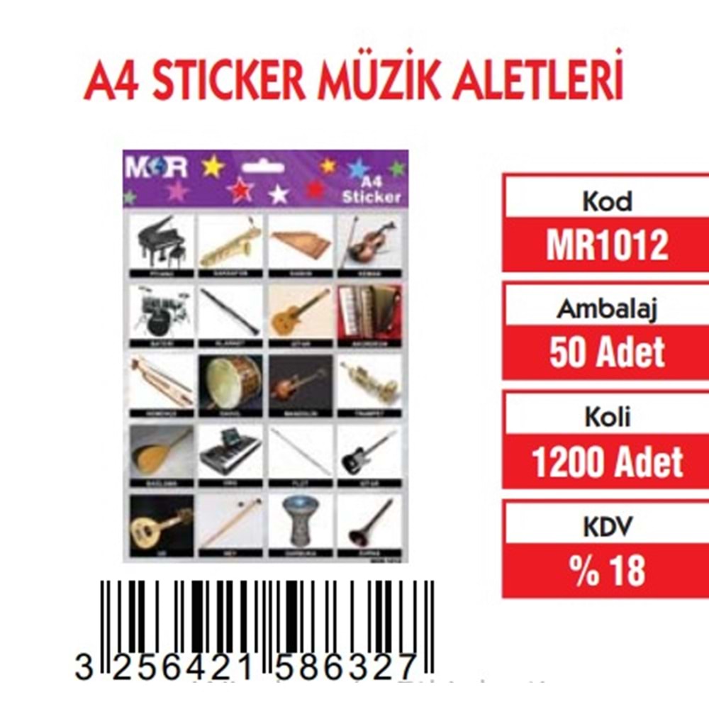 A-4 STİCKER MÜZİK ALETLERİ