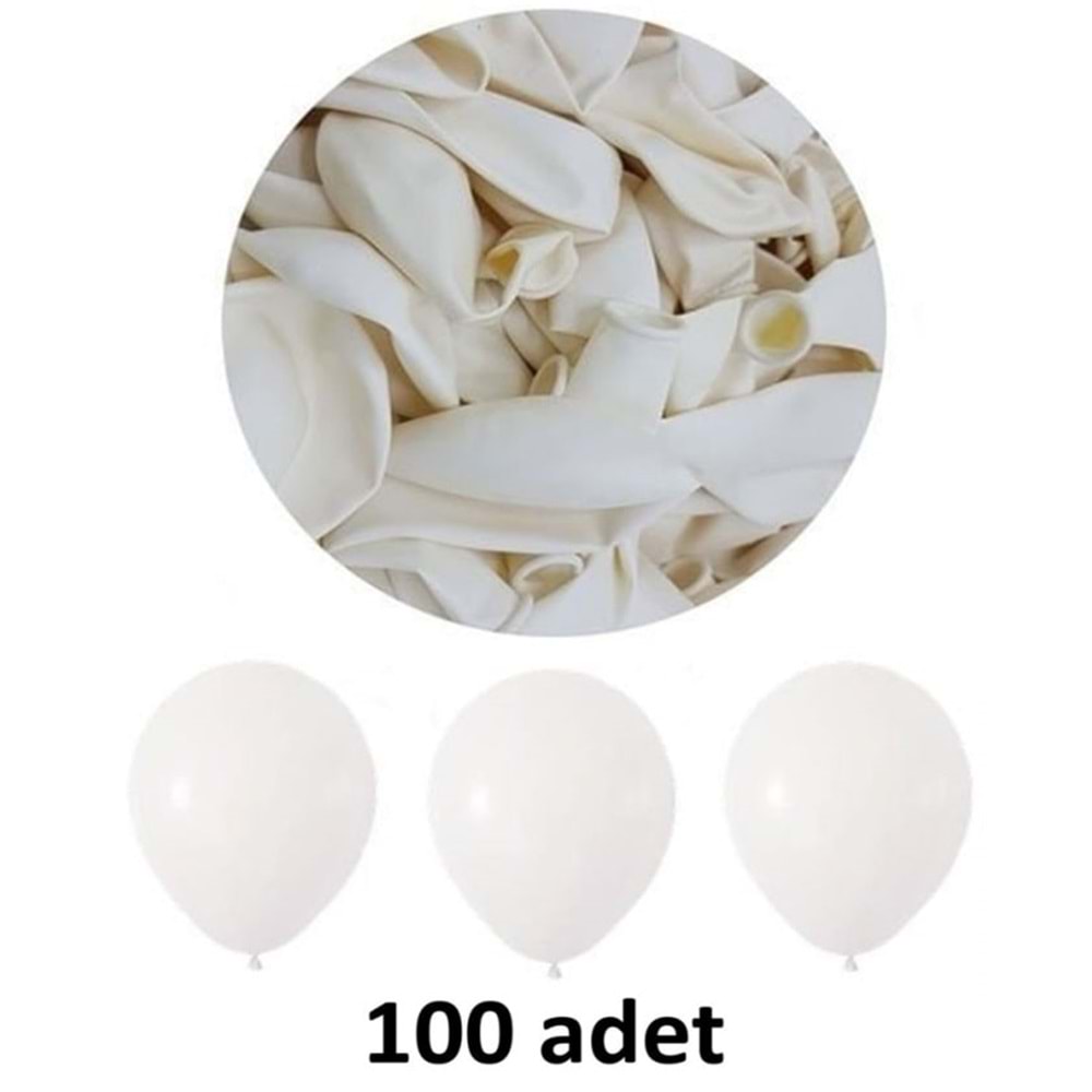 TEKRENK BALON BEYAZ 100 LÜ