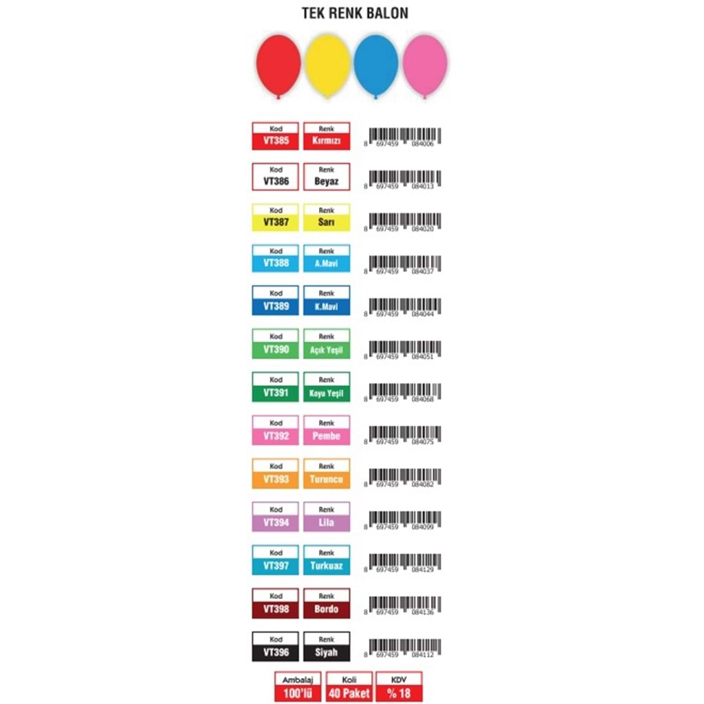 TEKRENK BALON AÇIK MAVİ 100 LÜ