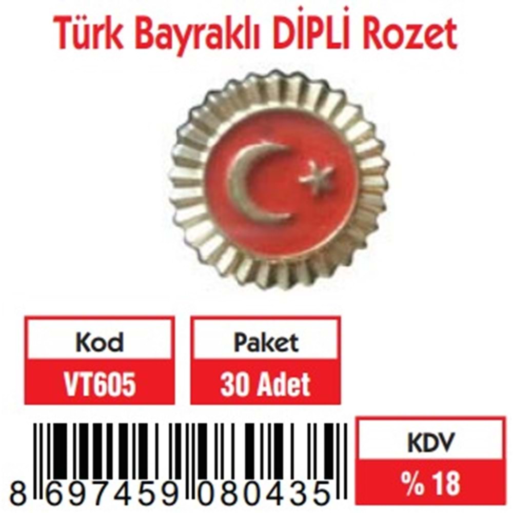 TÜRK BAYRAKLI (DİPLİ) ROZET