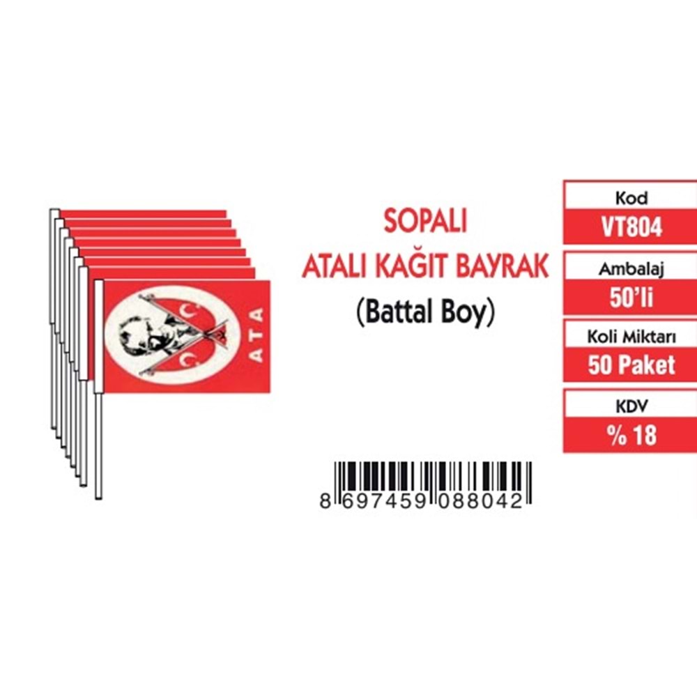 BATTAL BOY SOPALI ATALI BAYRAK (40'LI)