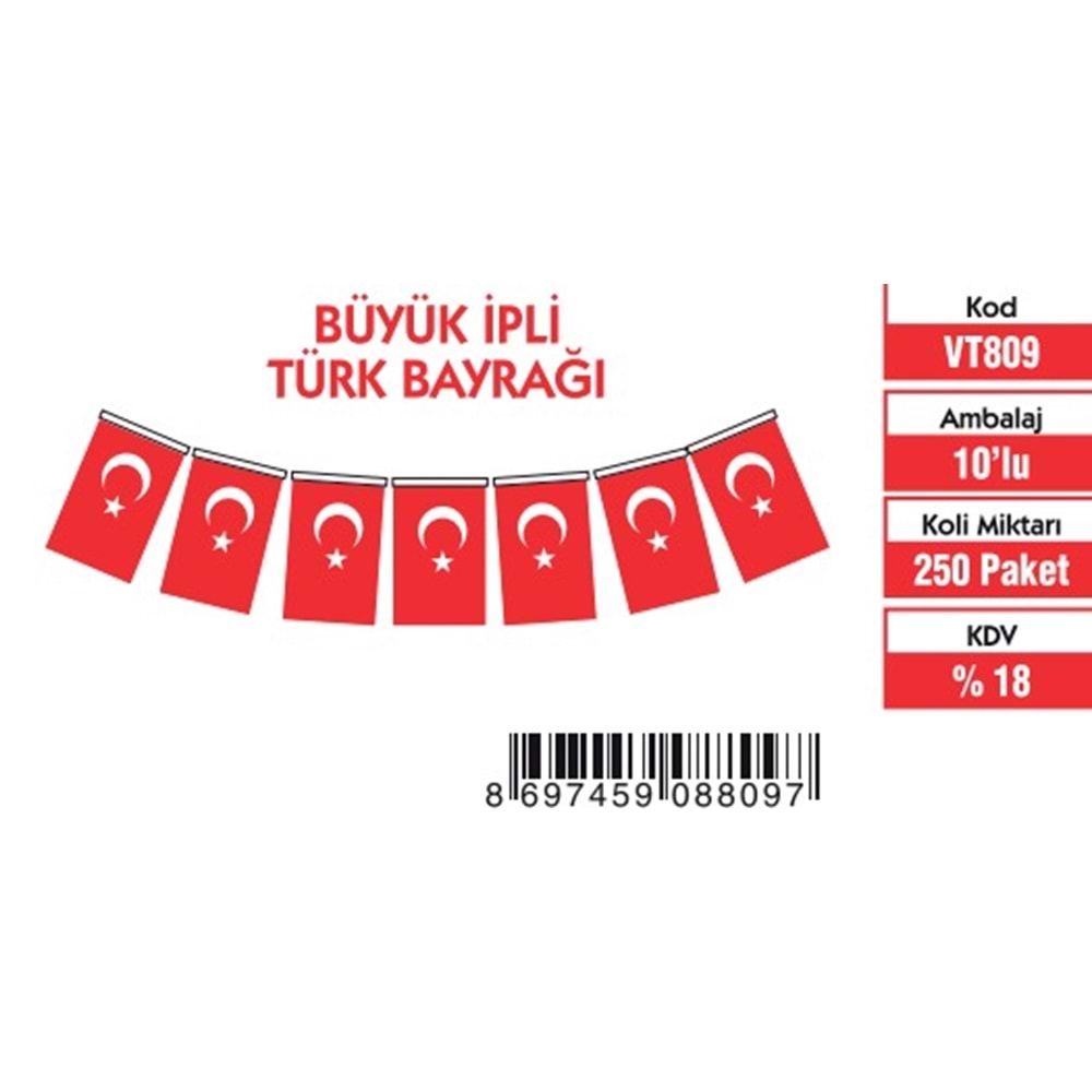 BÜYÜK İPLİ TÜRK BAYRAĞI
