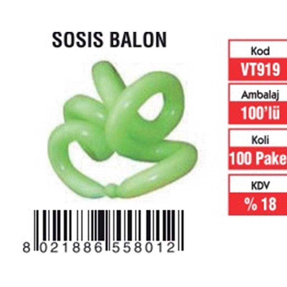SOSİS BALON (100'LÜ)