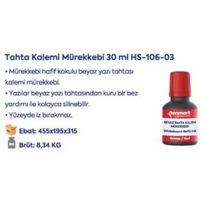 TAHTA KALEMİ MÜREKKEBİ 30 ML KIRMIZI