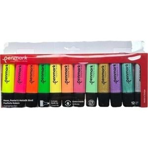 FOSFORLU KALEM 12 Lİ ASETAT KARIŞIK RENK 3 NEON +3 PASTEL + 3 TROPİK +3 SİMLİ