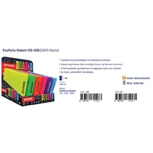 FOSFORLU KALEM 60 LI STAND NEON RENKLER