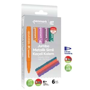 SÜPER YIKANABİLİR METALİK SİMLİ JUMBO KEÇELİ KALEM 6 LI SET