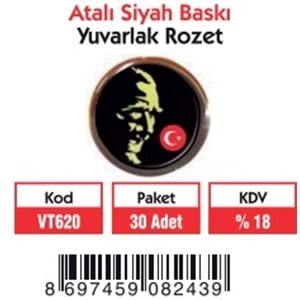 ATALI SİYAH BASKI (YUVARLAK) ROZET