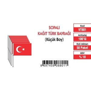 KÜÇÜK SOPALI TÜRK BAYRAĞI (80'Lİ)