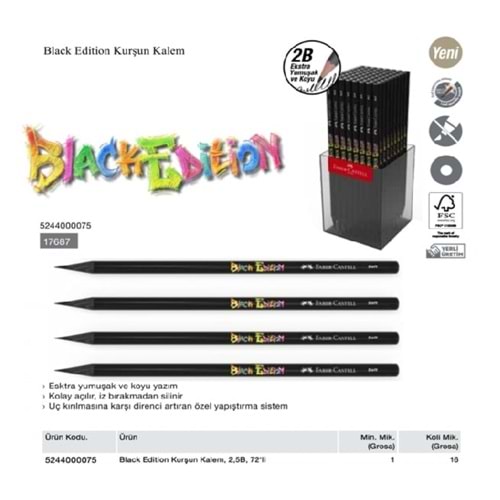 FC BLACK EDİTİON KURŞUN KALEM ,2B+,72‘Lİ(FSC)