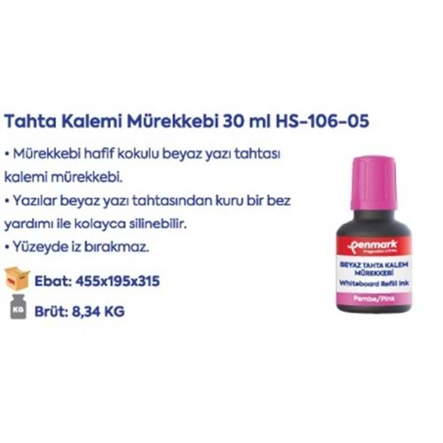 TAHTA KALEMİ MÜREKKEBİ 30 ML PEMBE