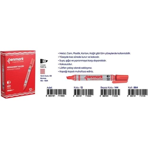 PERMANENT MARKER KESİK UÇ KIRMIZI