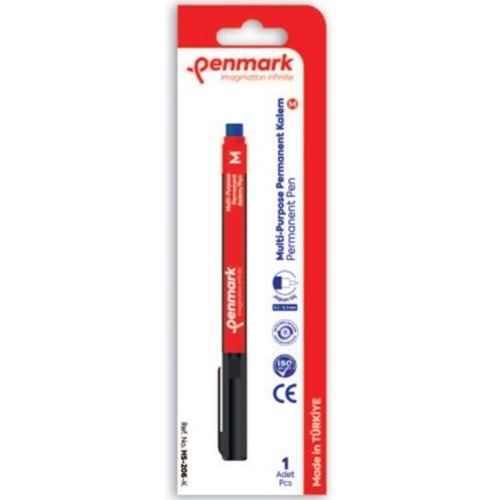 ASETAT KALEMİ (M) (CD-METAL-CAM-PLASTİK) TEKLİ BLİSTER KIRMIZI