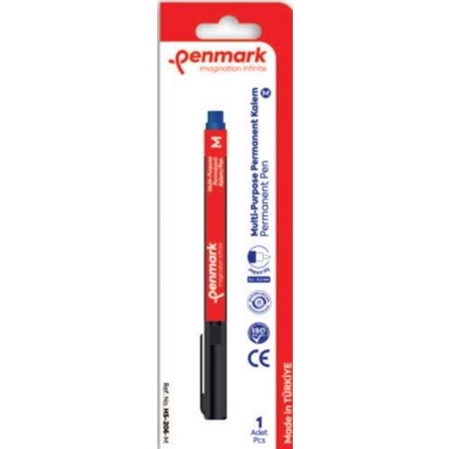 ASETAT KALEMİ (M) (CD-METAL-CAM-PLASTİK) TEKLİ BLİSTER MAVİ