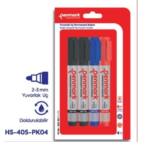 PERMANENT MARKER YUVARLAK UÇ 4 LU VAKUMLU BLİSTER