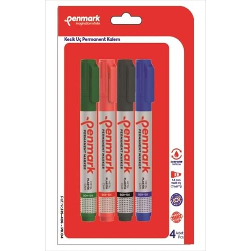 PERMANENT MARKER KESİK UÇ 4 LÜ VAKUMLU BLİSTER