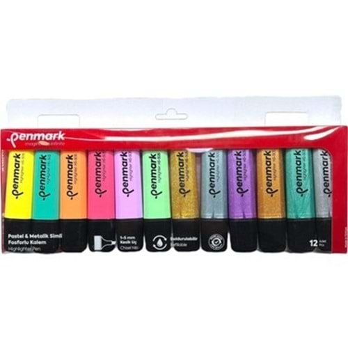 FOSFORLU KALEM 12 Lİ ASETAT KARIŞIK RENK 6 PASTEL + 6 SİMLİ