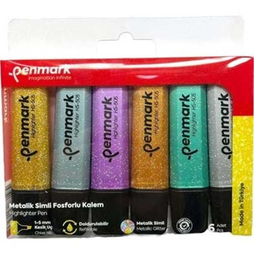 FOSFORLU KALEM 6 LI ASETAT KARIŞIK RENK SİMLİ