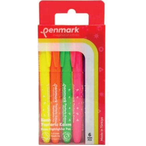 KALEM TİPİ FOSFORLU KALEM 6 LI BRİSTOL NEON