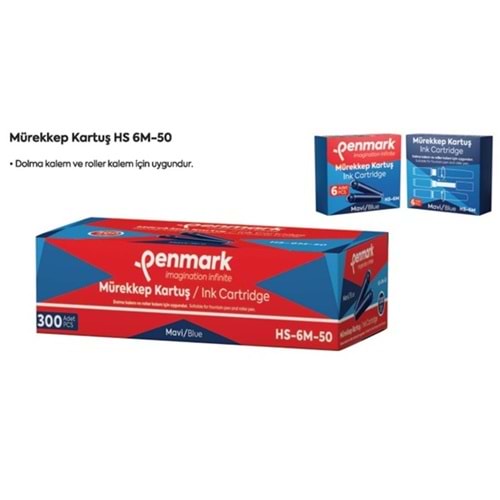 MÜREKKEP KARTUŞU MAVİ 6 LI KUTU 50 Lİ BOX
