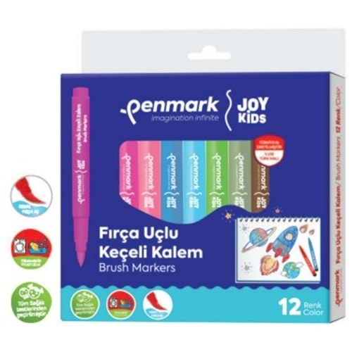 SÜPER YIKANABİLİR BRUSH UÇLU KEÇELİ KALEM 12 LI SET
