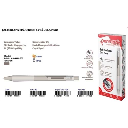 ROLLER JEL KALEM 0.5 MM GRİ