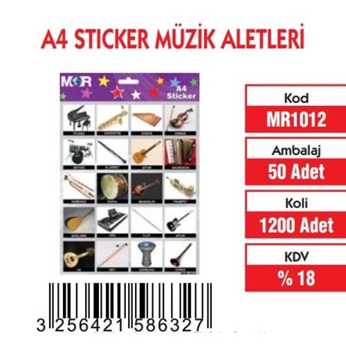 A-4 STİCKER MÜZİK ALETLERİ