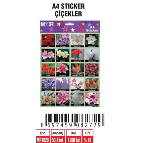 A-4 STİCKER ÇİÇEKLER