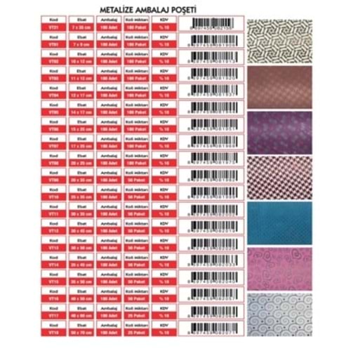 METALİZE POŞET 15X25 100 LÜ