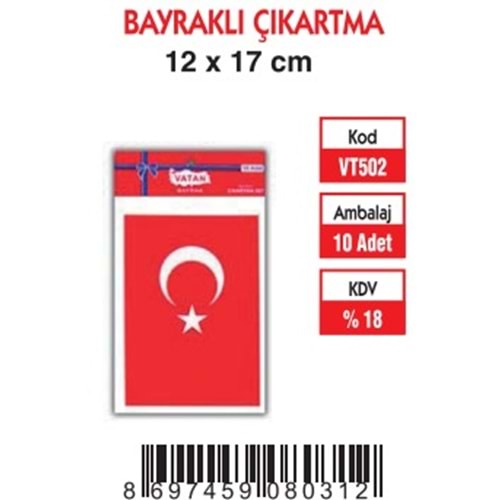 BAYRAKLI ÇIKARTMA 12x17 10LU