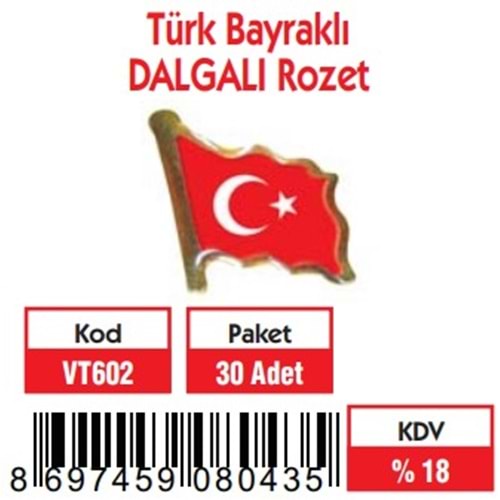 TÜRK BAYRAKLI (DALGALI) ROZET