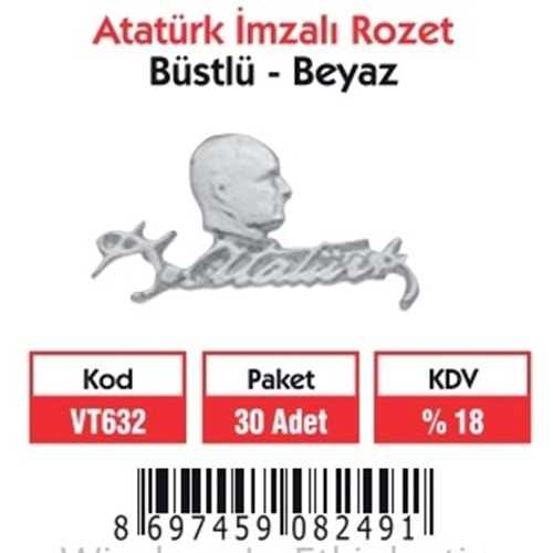 ATATÜRKLÜ-İMZALI BEYAZ ROZET