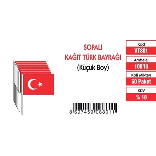 KÜÇÜK SOPALI TÜRK BAYRAĞI (80'Lİ)