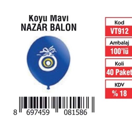 KOYUMAVİ NAZAR BALON (100'LÜ)