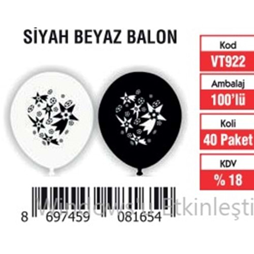SİYAH-BEYAZ BALON (100'LÜ)