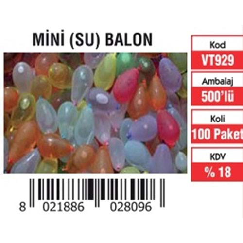 MİNİ ( SU ) BALON (500'LÜ)