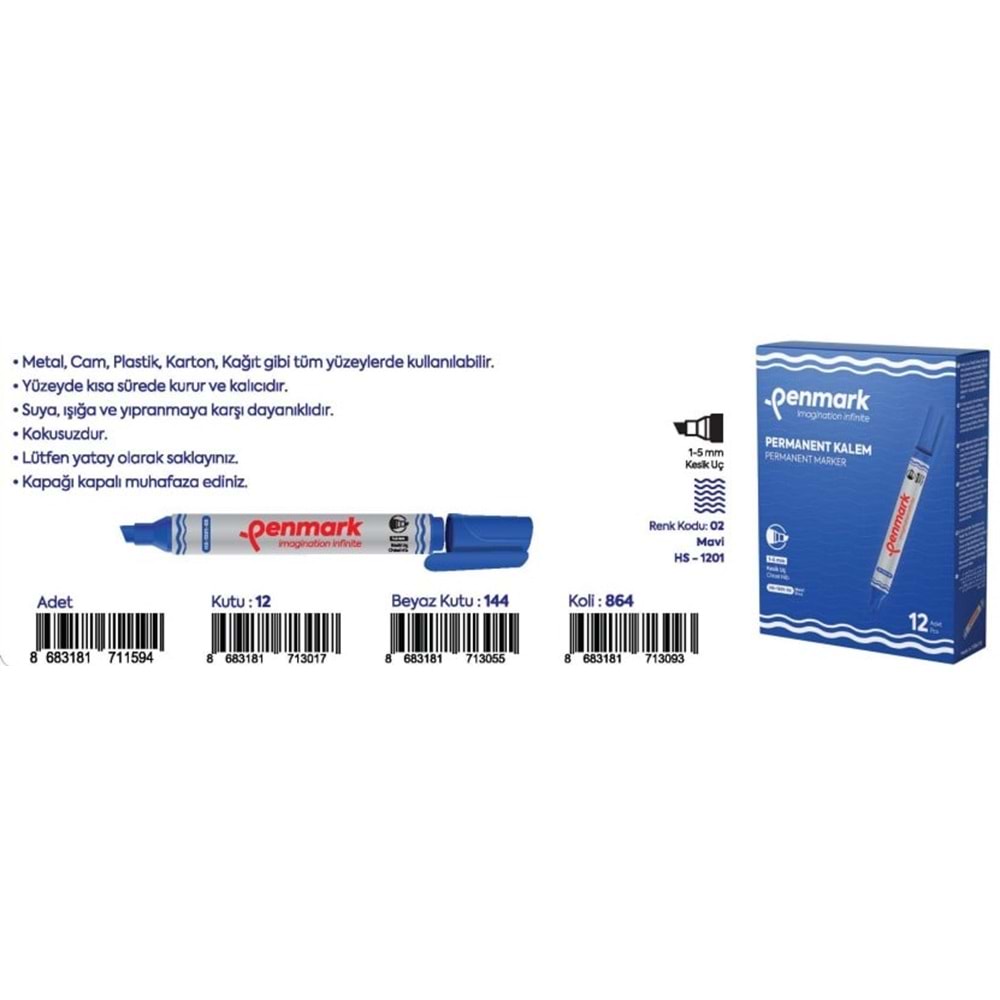 PERMANENT MARKER KESİK UÇ MAVİ