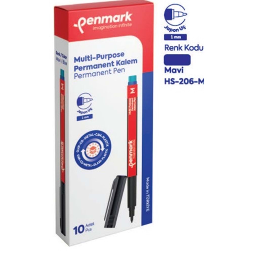 ASETAT KALEMİ (M) (CD-METAL-CAM-PLASTİK)MAVİ