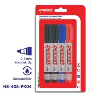 PERMANENT MARKER YUVARLAK UÇ 4 LU VAKUMLU BLİSTER