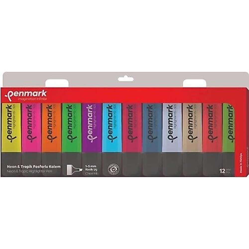 FOSFORLU KALEM 12 Lİ ASETAT KARIŞIK RENK 6 NEON + 6 TROPİK
