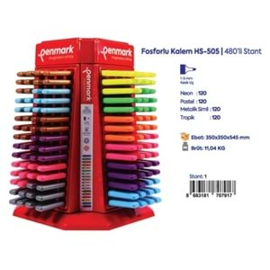 FOSFORLU KALEM 480 Lİ STAND 120 NEON+120 PASTEL + 120 TROPİK+120 SİMLİ