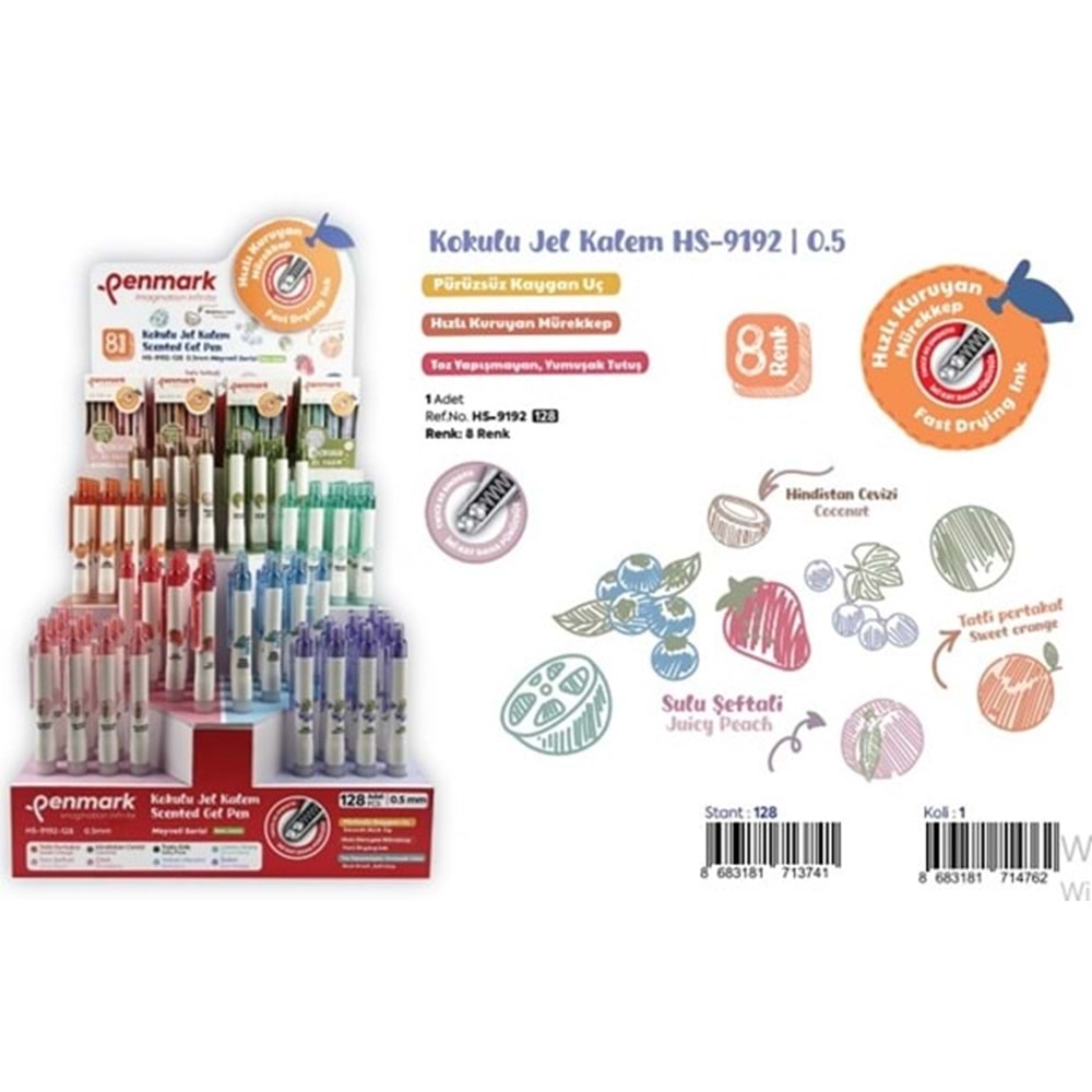 ROLLER JEL KALEM KARIŞIK 128 Lİ STAND 0.5 MM