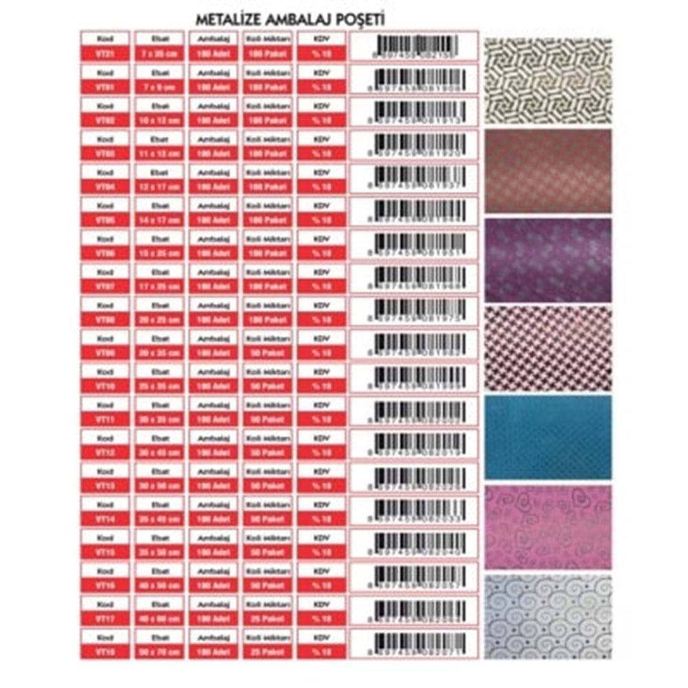 METALİZE POŞET 20X25 100 LÜ
