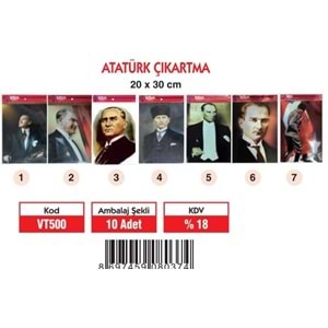 ATATÜRKLÜ ÇIKARTMA 20x30 10LU